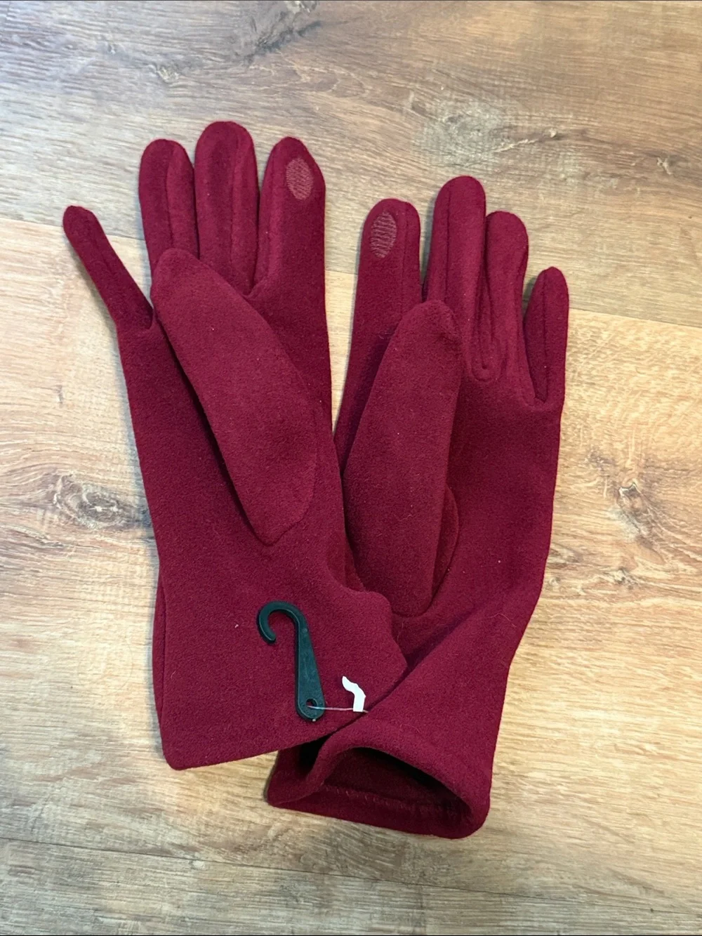 Women's Burgundy Gloves with Decorative Buttons